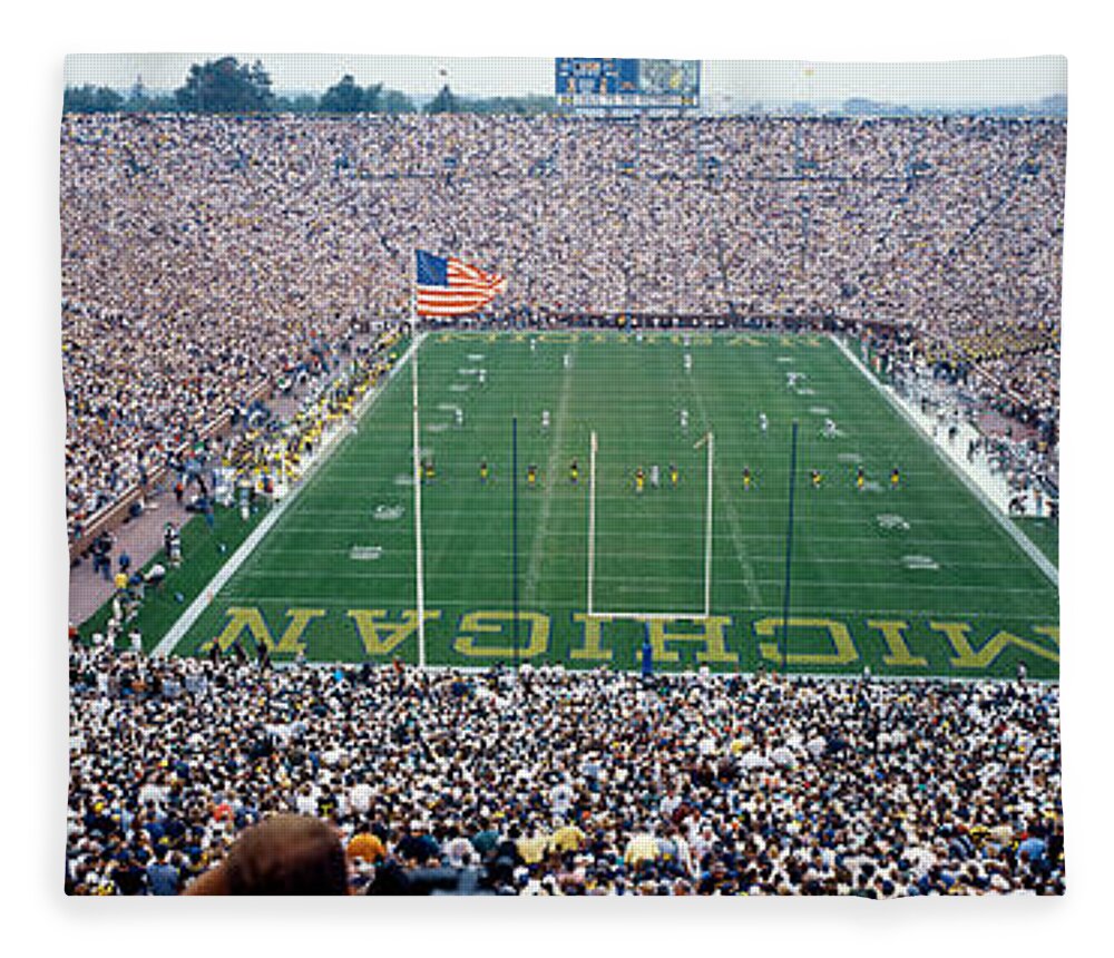 Photography Fleece Blanket featuring the photograph University Of Michigan Football Game by Panoramic Images