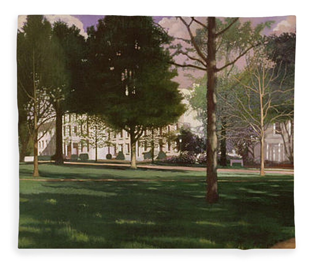 Usc Fleece Blanket featuring the painting University of South Carolina Horseshoe 1984 by Blue Sky