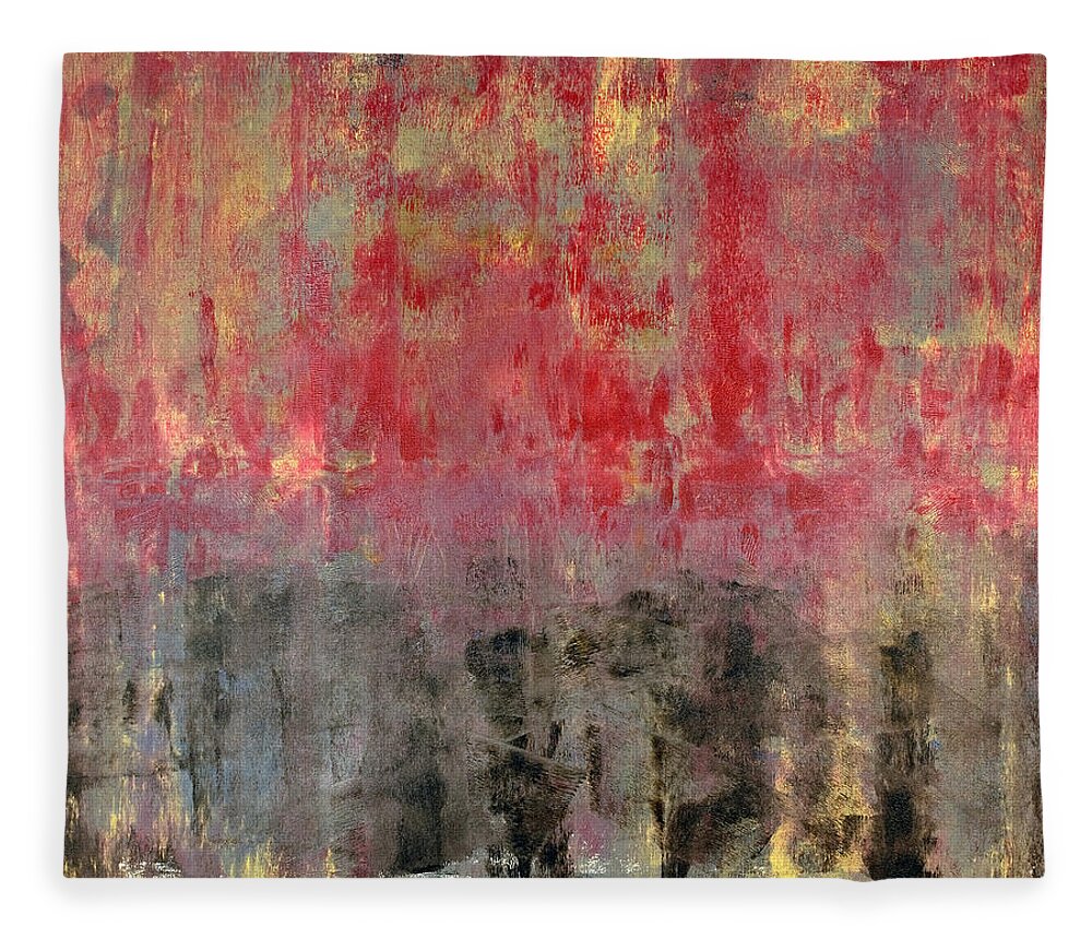 Red Fleece Blanket featuring the painting Untitled No. 6 by Julie Niemela
