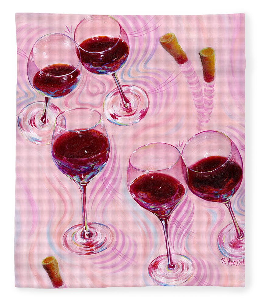 Wine Goblet Fleece Blanket featuring the painting Uplifting Spirits by Sandi Whetzel