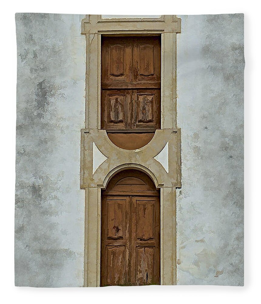 Door Fleece Blanket featuring the photograph Upside-Down Brown Windows of Portugal by David Letts