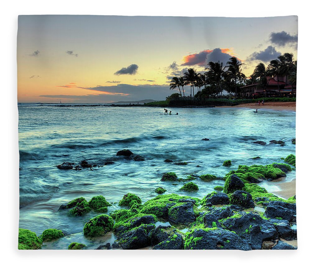Scenics Fleece Blanket featuring the photograph Usa, Hawaii, Kauai, Poipu Beach by Michele Falzone