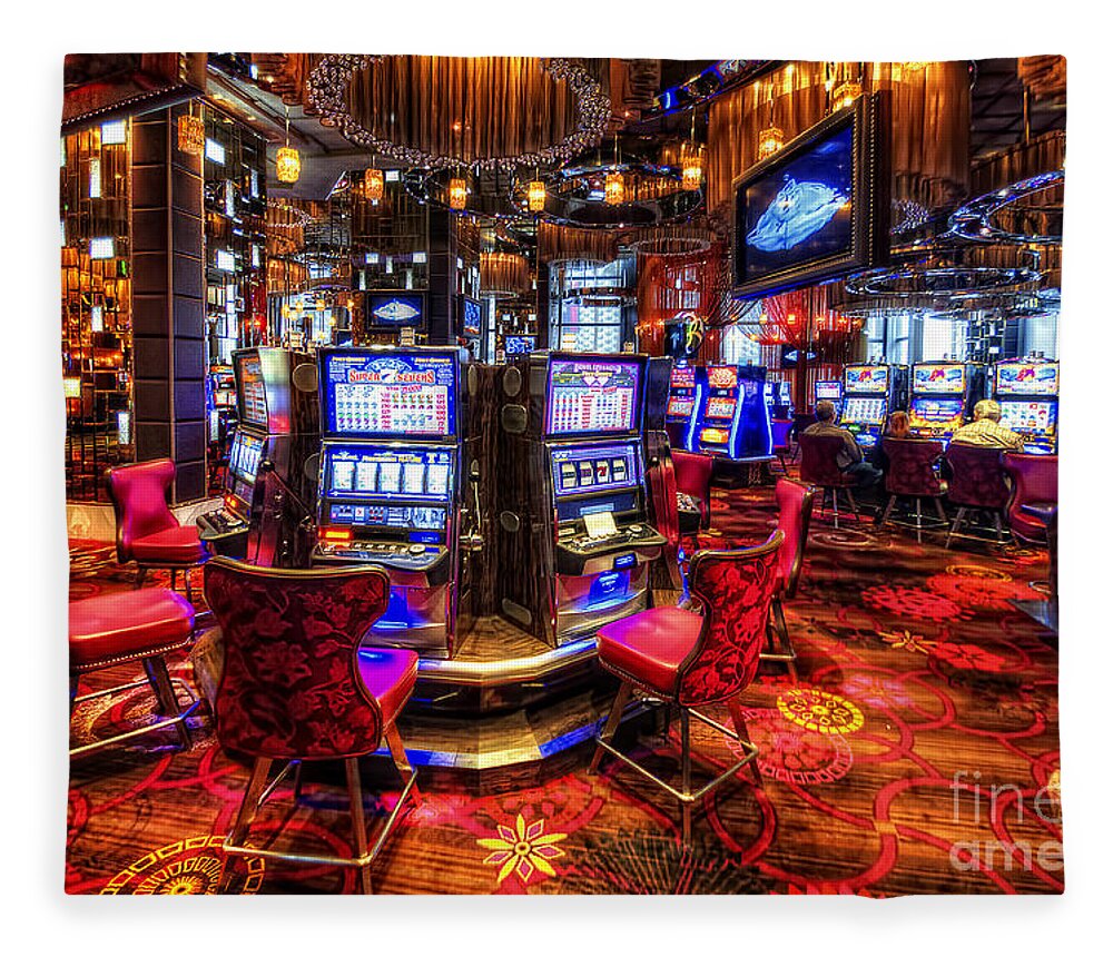 Art Fleece Blanket featuring the photograph Vegas Slot Machines 2.0 by Yhun Suarez