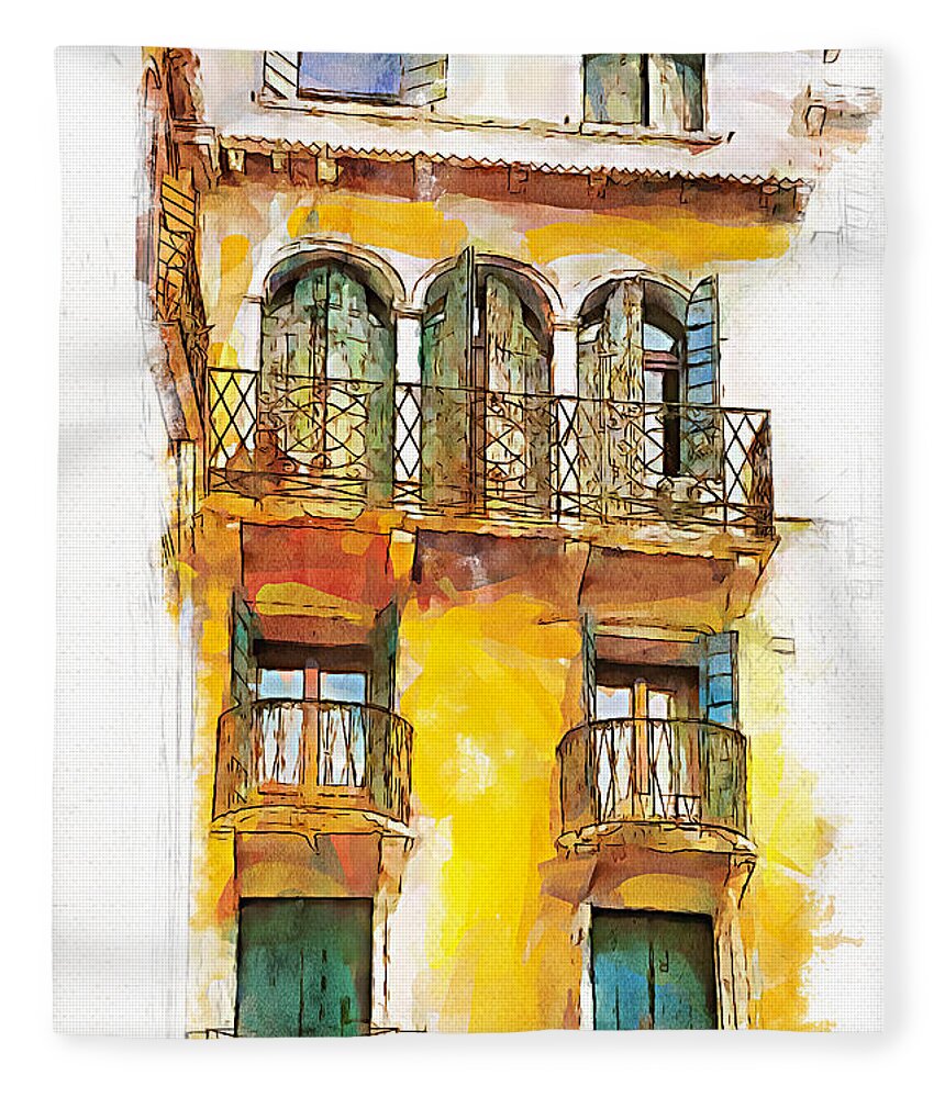 Windows Fleece Blanket featuring the painting Radiant Abode by Greg Collins