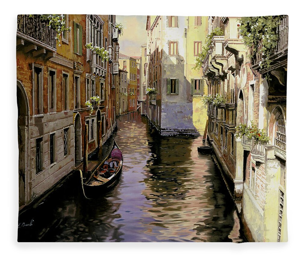 Venice Fleece Blanket featuring the painting Venezia Chiara by Guido Borelli