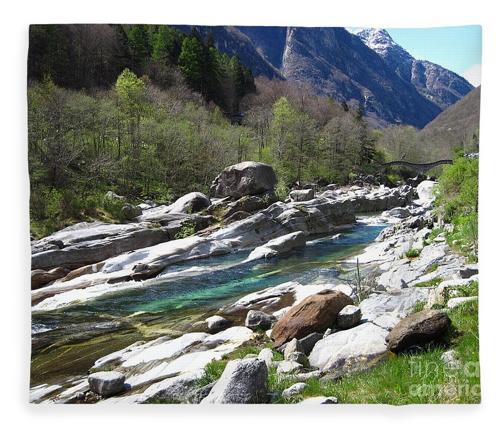 Switzerland Fleece Blanket featuring the photograph Verzasca Valley Switzerland by Amanda Mohler