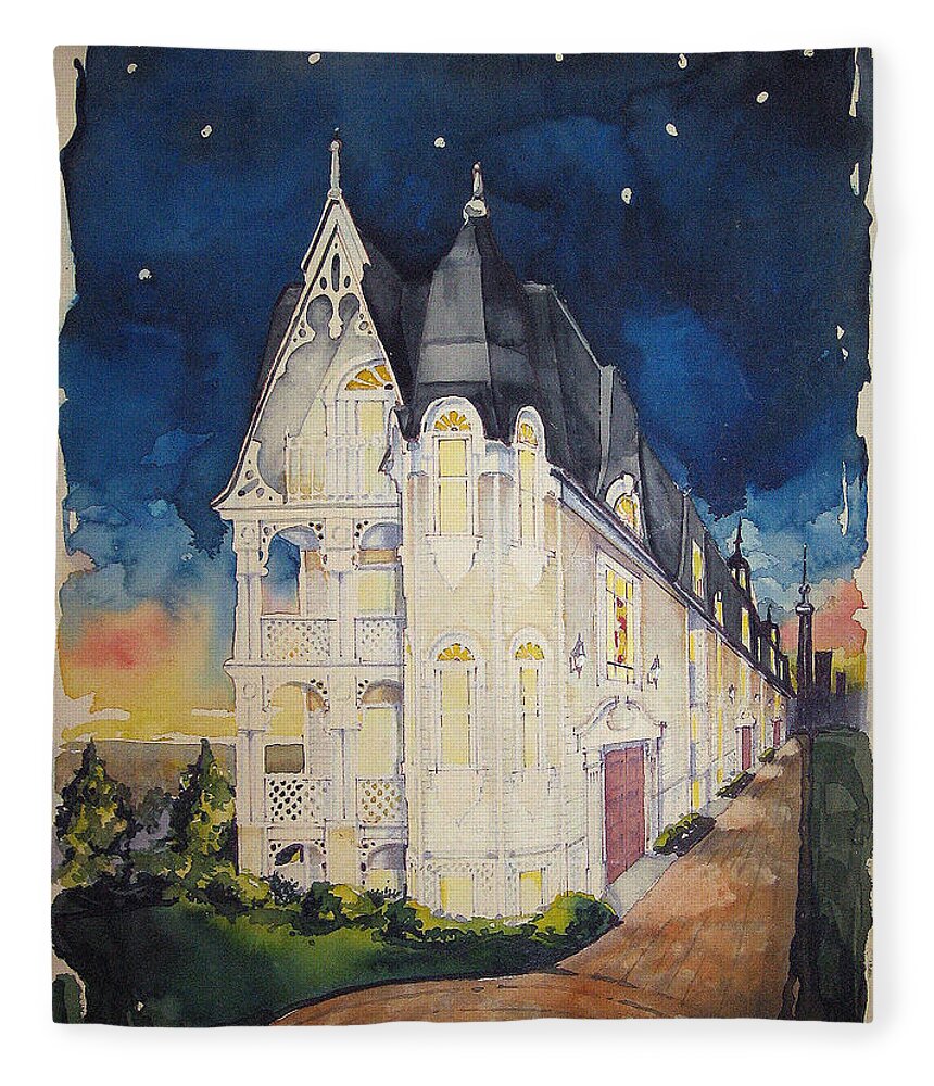 Victorian Building Paintings Fleece Blanket featuring the painting The Victorian Apartment Building by RjFxx. Original Watercolor Painting. by RjFxx at beautifullart com Friedenthal