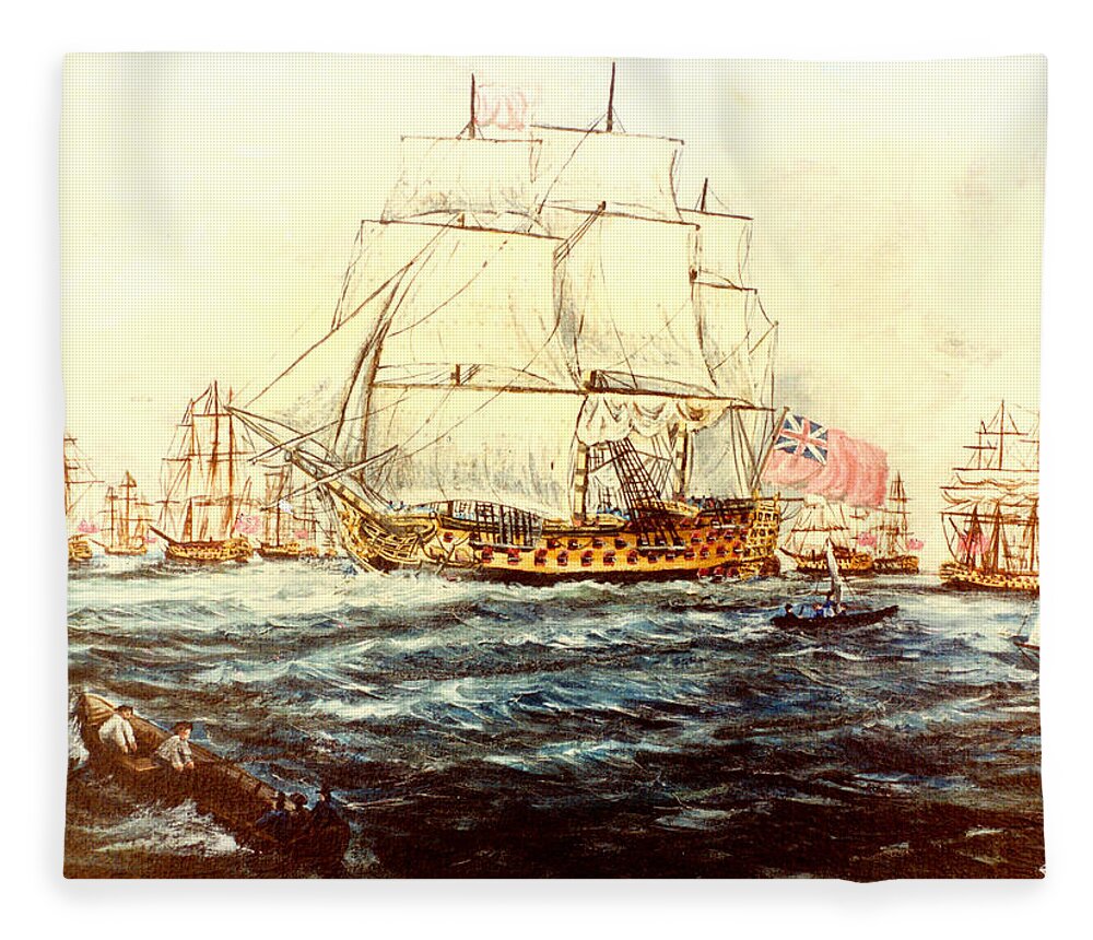 Victory Fleece Blanket featuring the painting Victory in Portsmouth England by Mackenzie Moulton