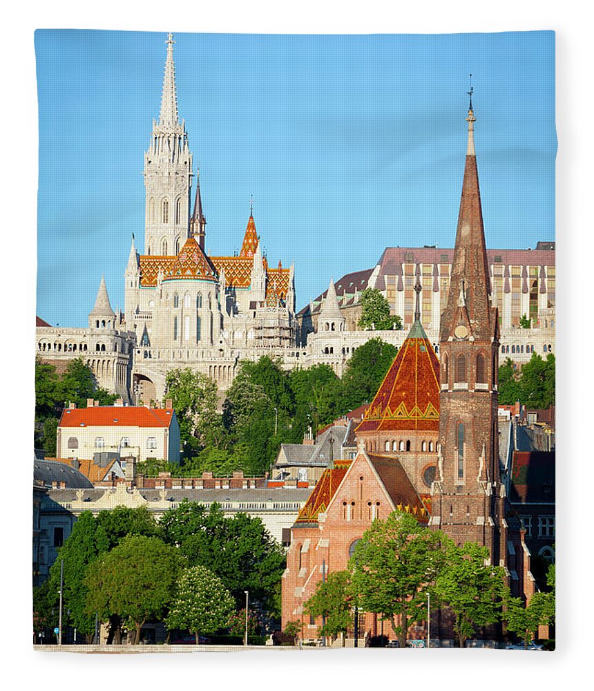 Clear Sky Fleece Blanket featuring the photograph View Across The River Danube Towards by Douglas Pearson