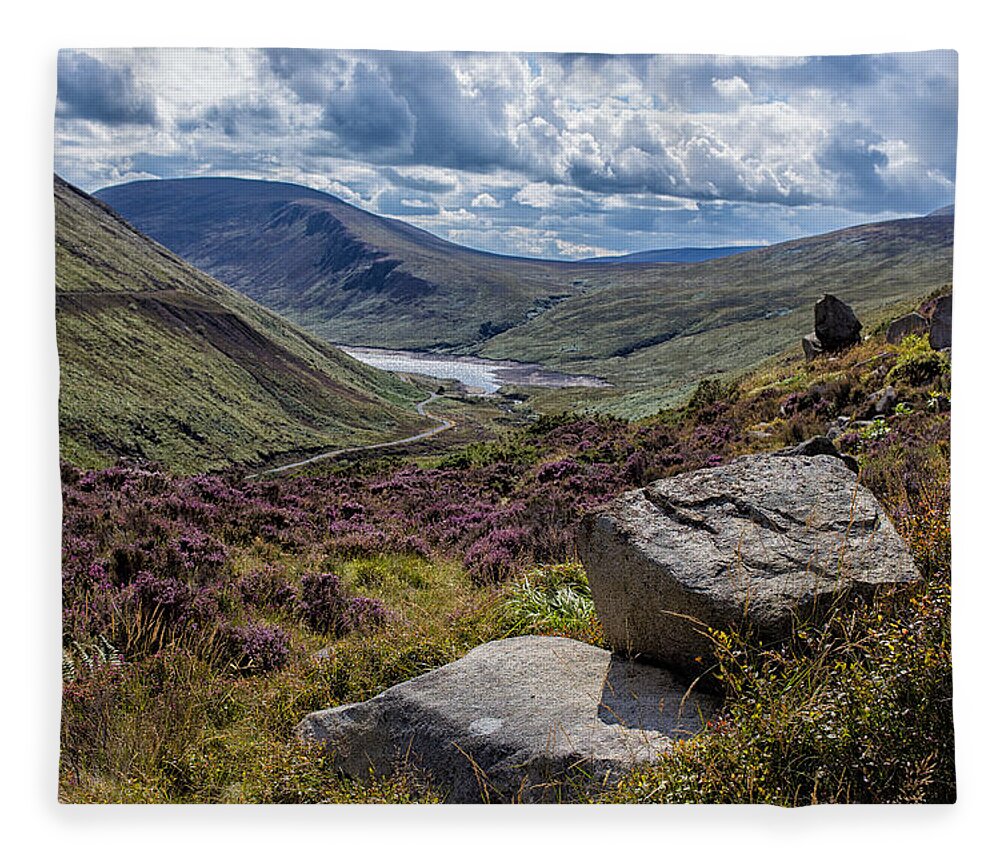 Silent Valley Fleece Blanket featuring the photograph View from Ben Crom by Nigel R Bell
