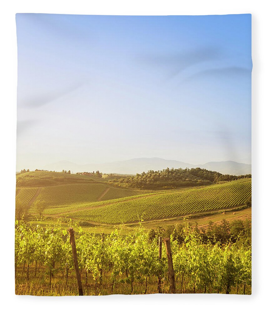 Scenics Fleece Blanket featuring the photograph Vineyard On Chianti Region Hills - Italy by Franckreporter