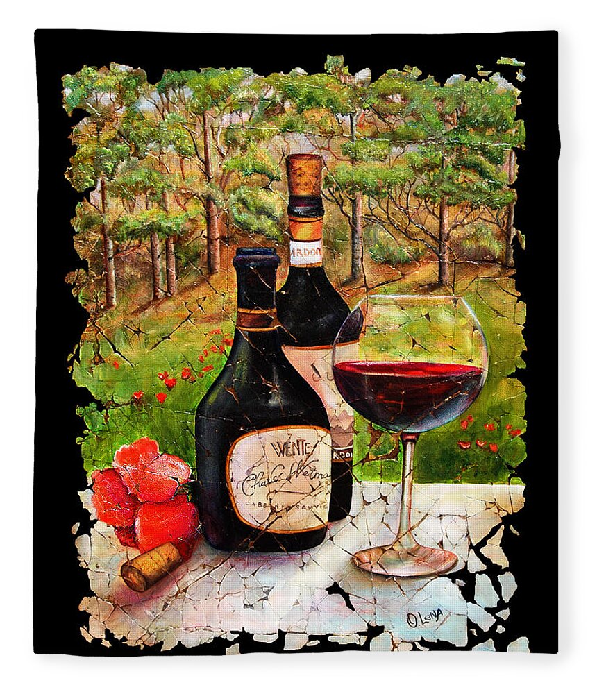 Fresco Fleece Blanket featuring the painting Vino by O Lena