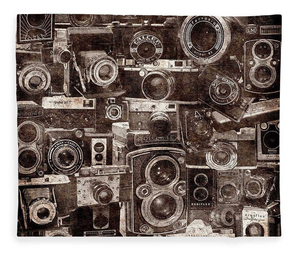Cameras Fleece Blanket featuring the photograph Vintage Camera Montage 2 by Andrew Fare