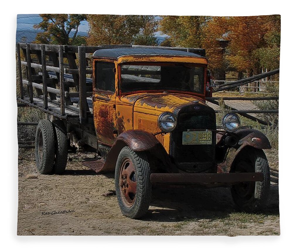 Ford Truck Fleece Blanket featuring the photograph Vintage Ford Truck 2 by Kae Cheatham