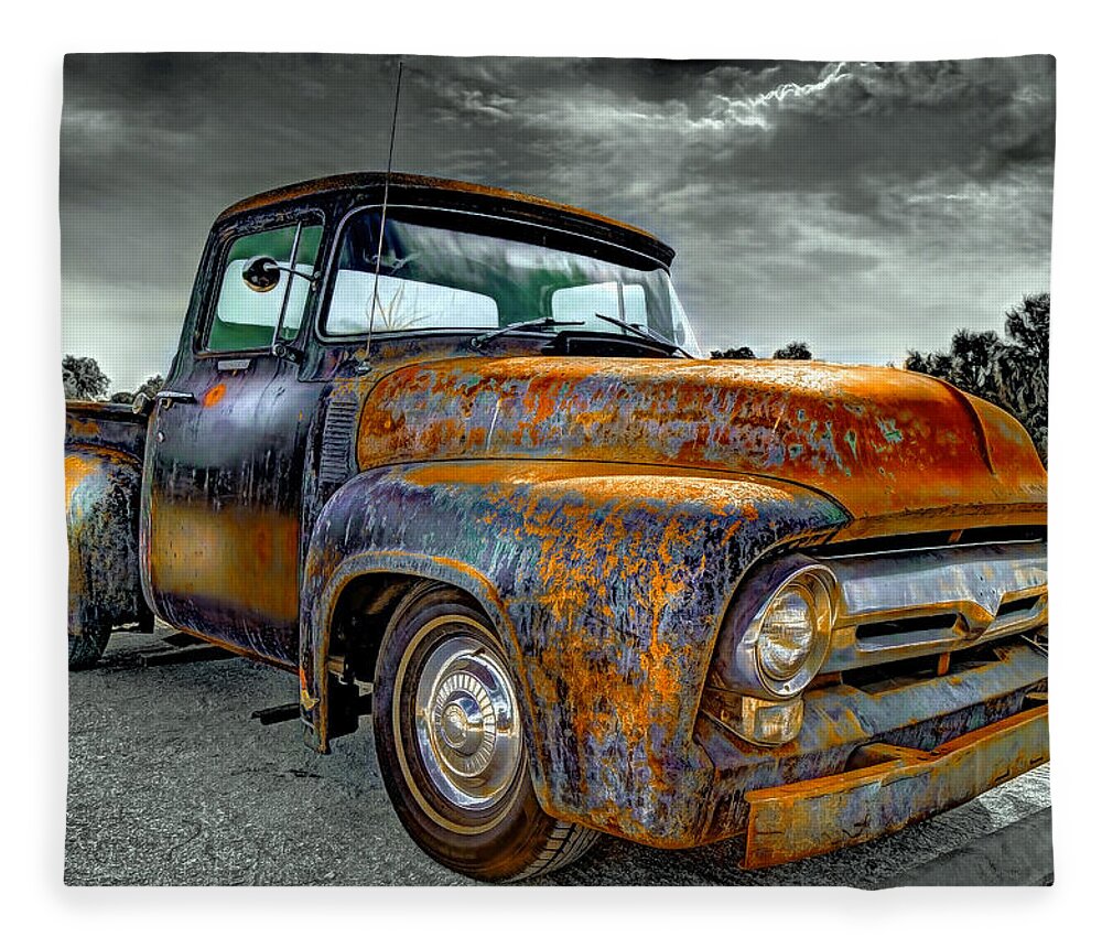Vintage Fleece Blanket featuring the photograph Vintage Pickup Truck by Mal Bray