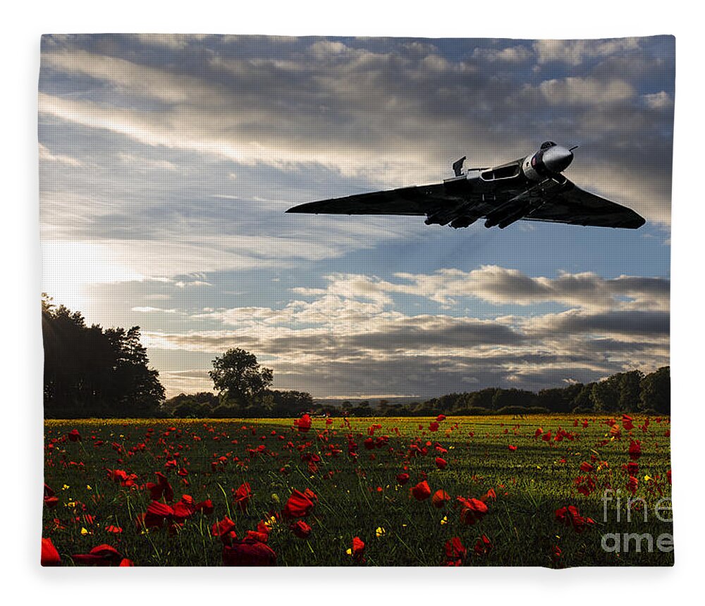 Vulcan Bomber Poppy Fleece Blanket featuring the digital art Vulcan History by Airpower Art