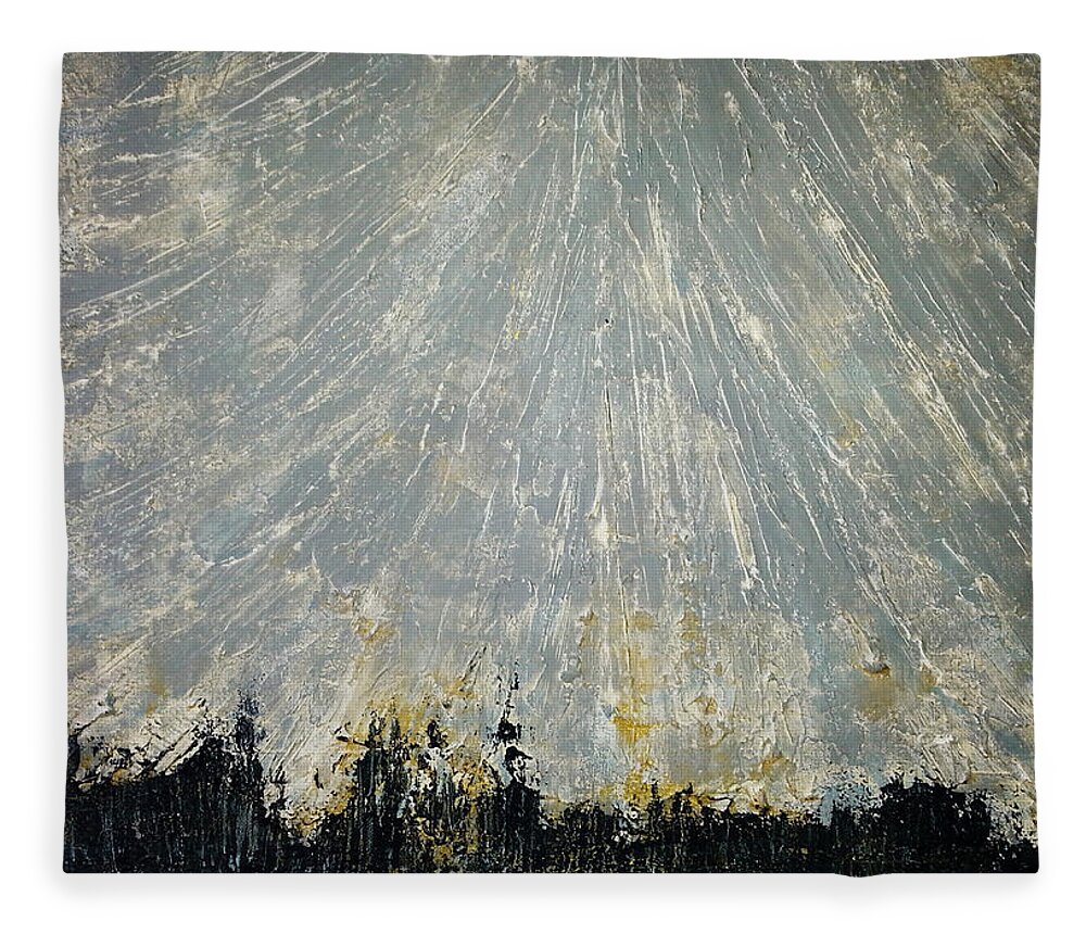 Acryl Painting Structured Fleece Blanket featuring the painting W1 - thunderstorm by KUNST MIT HERZ Art with heart
