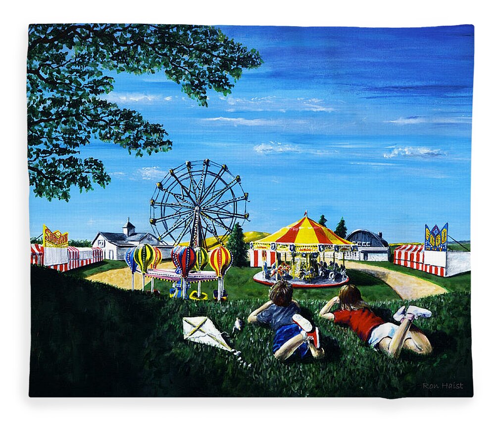 Fair Fleece Blanket featuring the painting Waiting for the Fair by Ron Haist