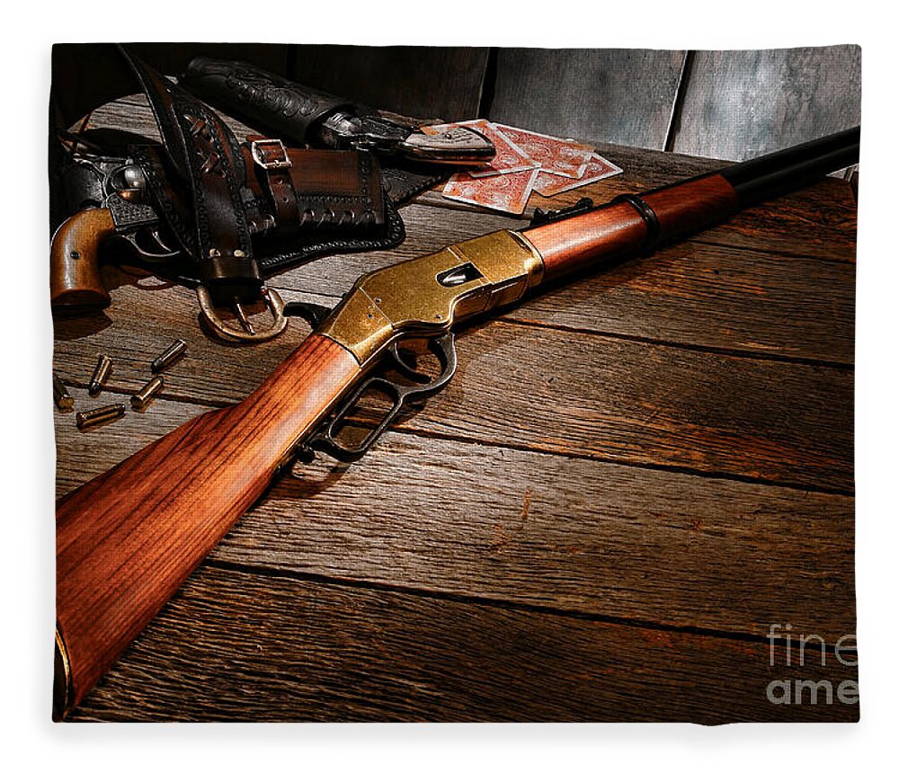 Western Fleece Blanket featuring the photograph Waiting for the Gunfight by Olivier Le Queinec