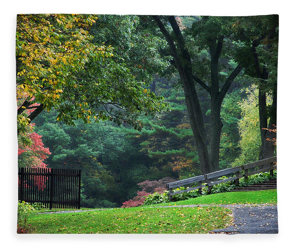 Fall Fleece Blanket featuring the photograph Walk in the Park by Christina Rollo