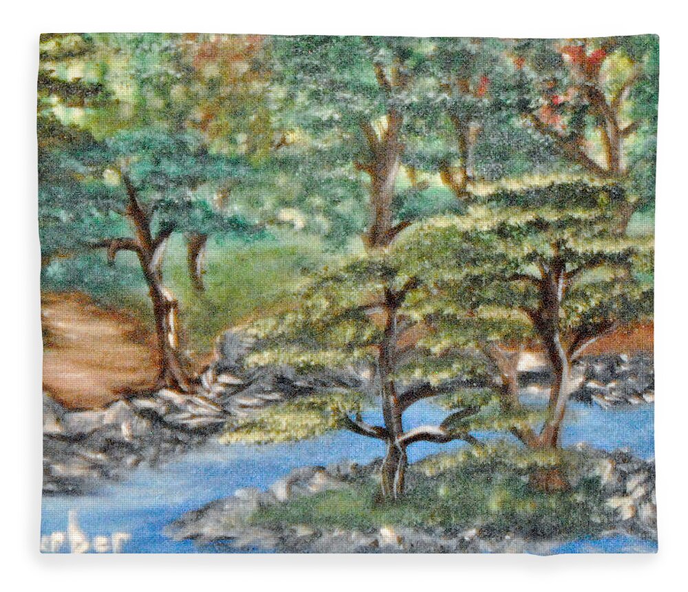 Tress Fleece Blanket featuring the painting Walk in Faith by Suzanne Surber