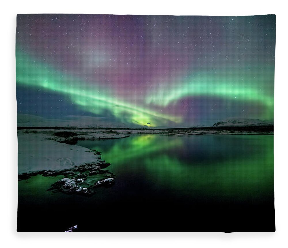 Scenics Fleece Blanket featuring the photograph Walking On Water by Friðþjófur M.