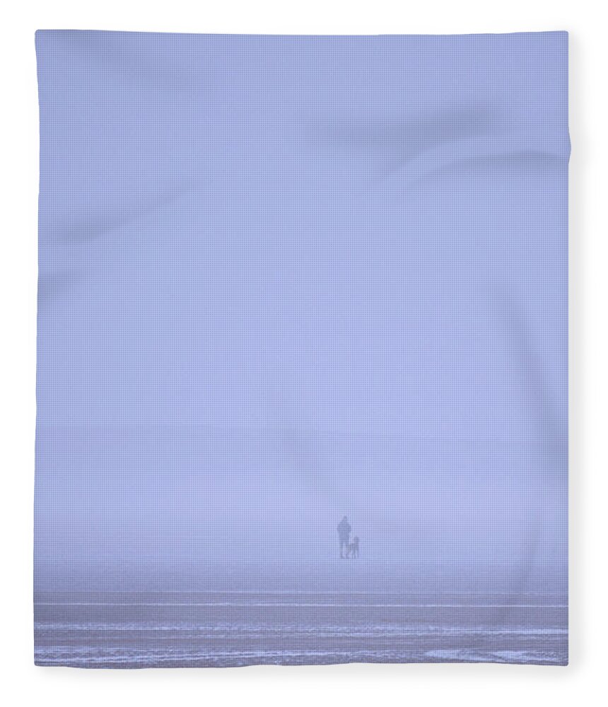 Walking Fleece Blanket featuring the photograph Walking the dog in the mist by Spikey Mouse Photography