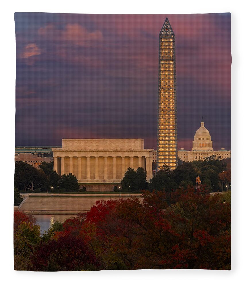 Nations Capitol Fleece Blanket featuring the photograph Washington DC Iconic Landmarks by Susan Candelario