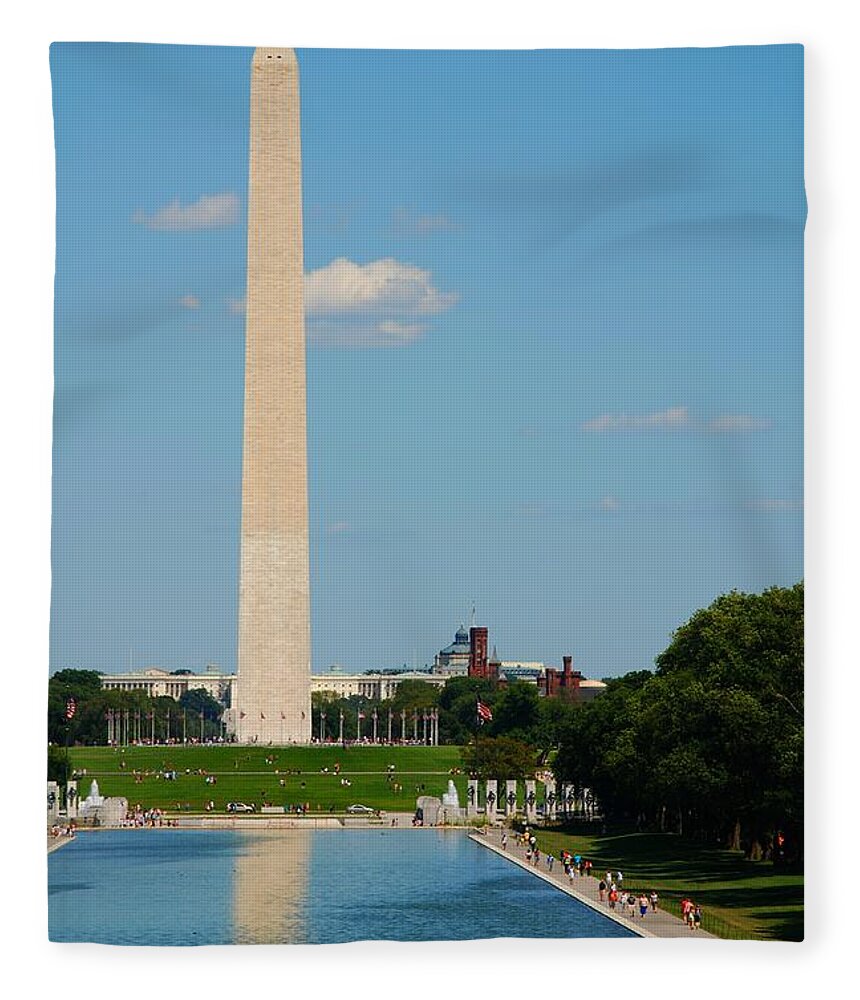 Washington Fleece Blanket featuring the photograph Washington Monument Reflection by Kenny Glover