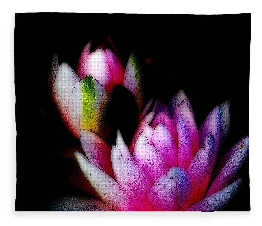 Water Lily Fleece Blanket featuring the digital art Water Lilies ll by Kathy Sampson