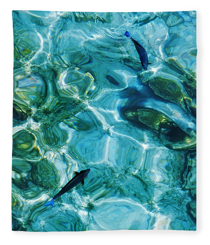 Water Fleece Blanket featuring the photograph Water Meditation II. Five Elements. Healing with Feng Shui and Color Therapy in Interior Design by Jenny Rainbow