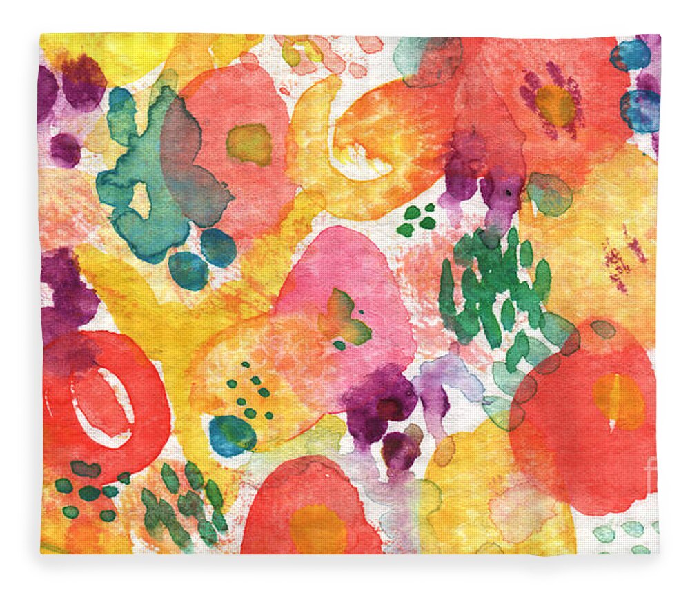 Flowers Fleece Blanket featuring the painting Watercolor Garden by Linda Woods