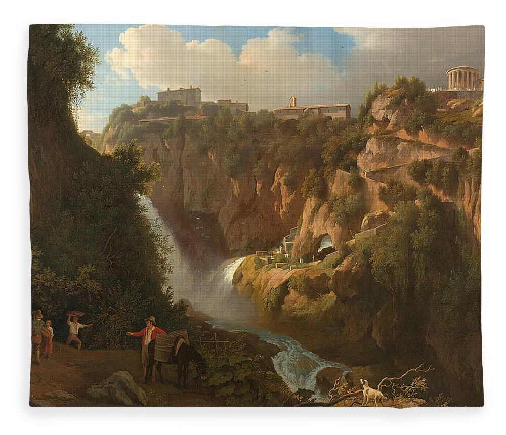 Abraham Teerlink Fleece Blanket featuring the painting Waterfall at Tivoli by Abraham Teerlink