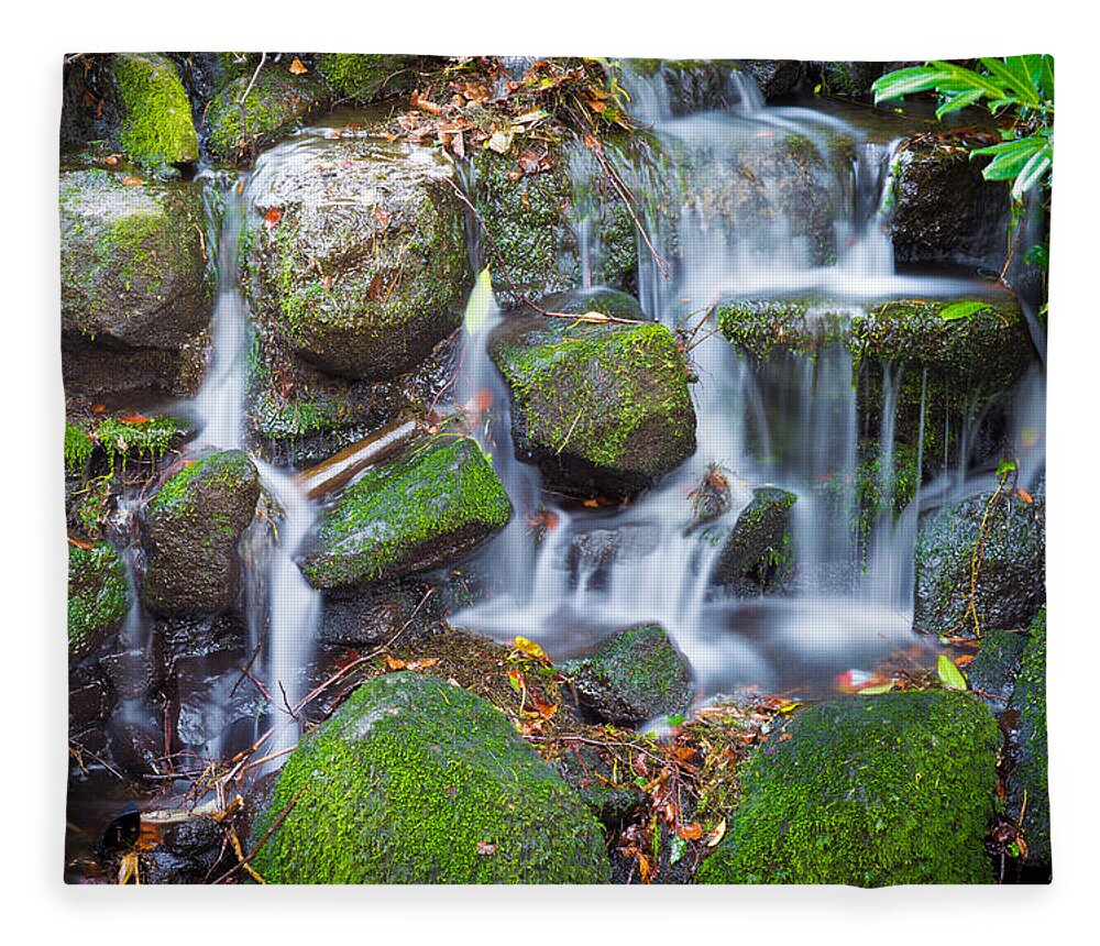 Dublin Fleece Blanket featuring the photograph Waterfall in Marlay Park by Semmick Photo