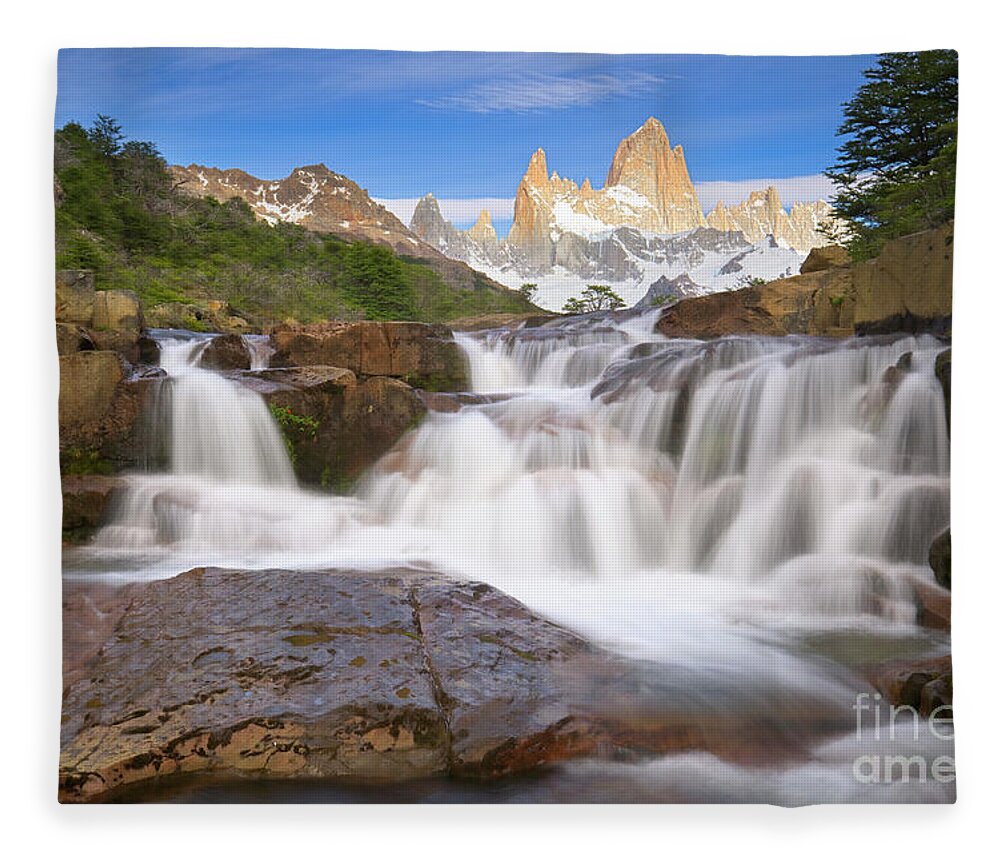 00346019 Fleece Blanket featuring the photograph Los Glaciares Waterfall by Yva Momatiuk John Eastcott