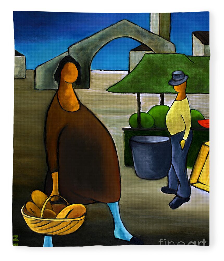 Watermelon Man Fleece Blanket featuring the painting Watermelon Man by William Cain