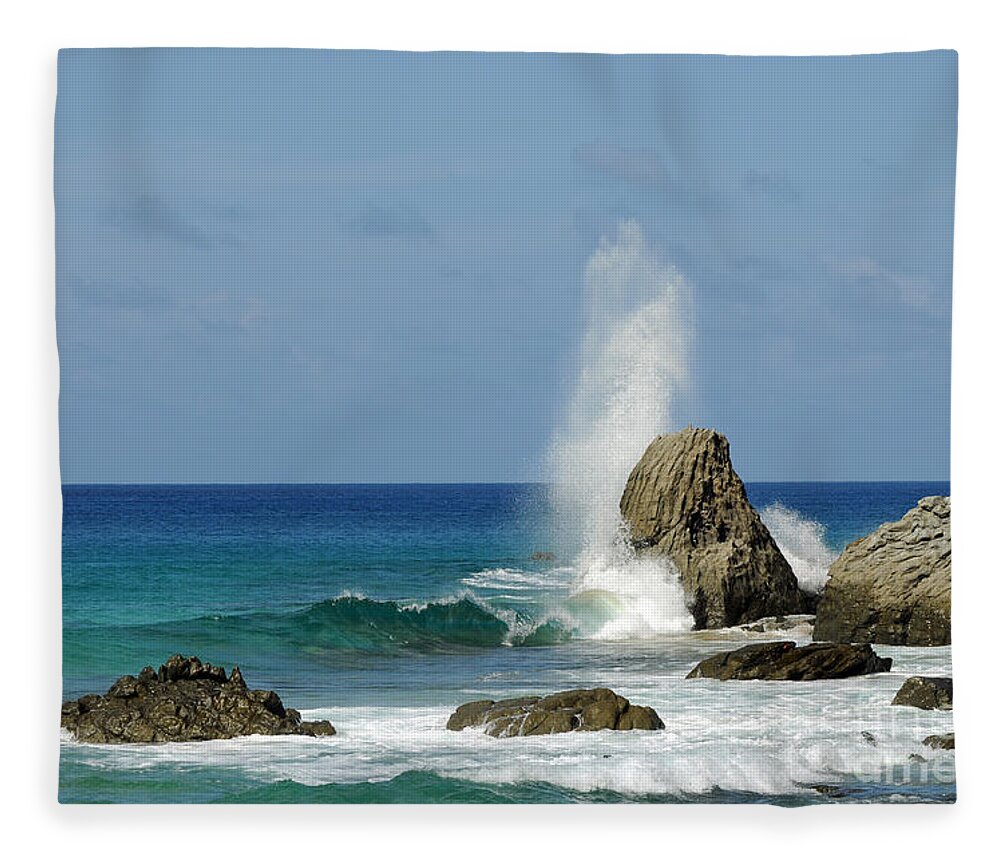 Wave Fleece Blanket featuring the photograph Wave at Boldro Beach by Vivian Christopher