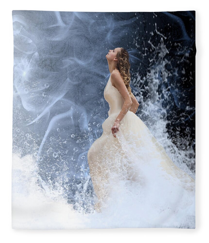 Waves Of His Glory Fleece Blanket featuring the digital art Waves of His Glory by Jennifer Page