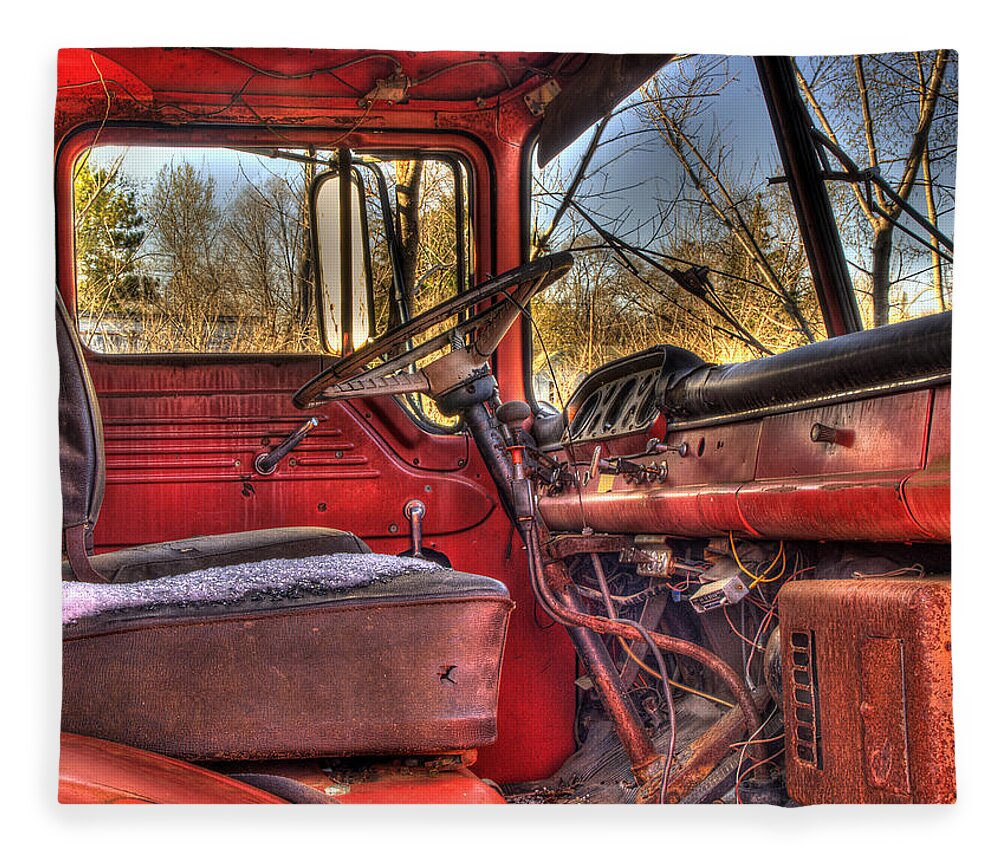 Truck Fleece Blanket featuring the photograph Weathered and Worn by Thomas Young