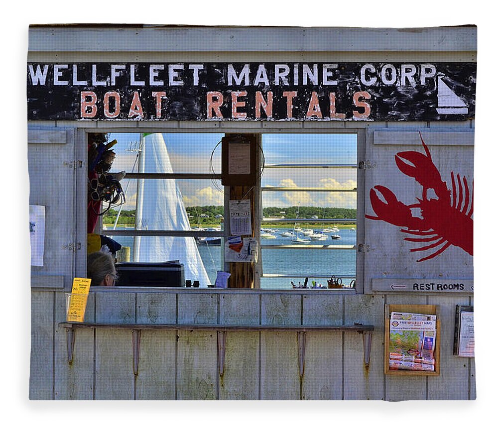 Wellfleet Harbor Fleece Blanket featuring the photograph Wellfleet Harbor thru the Window by Allen Beatty