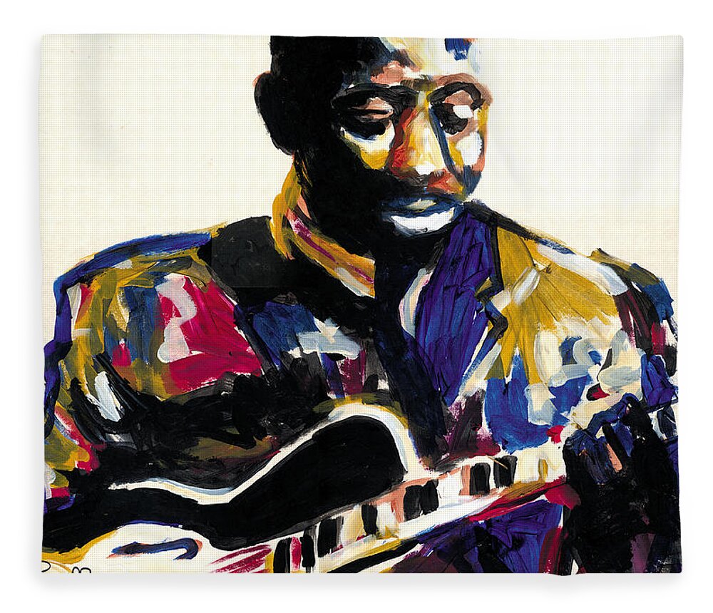 Abstract Art Fleece Blanket featuring the painting Wes Montgomery by Everett Spruill