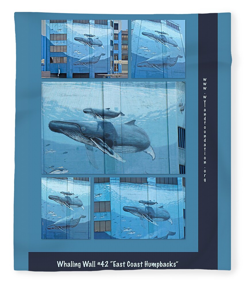 Wyland Fleece Blanket featuring the photograph Whaling Wall 42 - East Coast Humpbacks - Original Painting by Wyland by Carol Senske