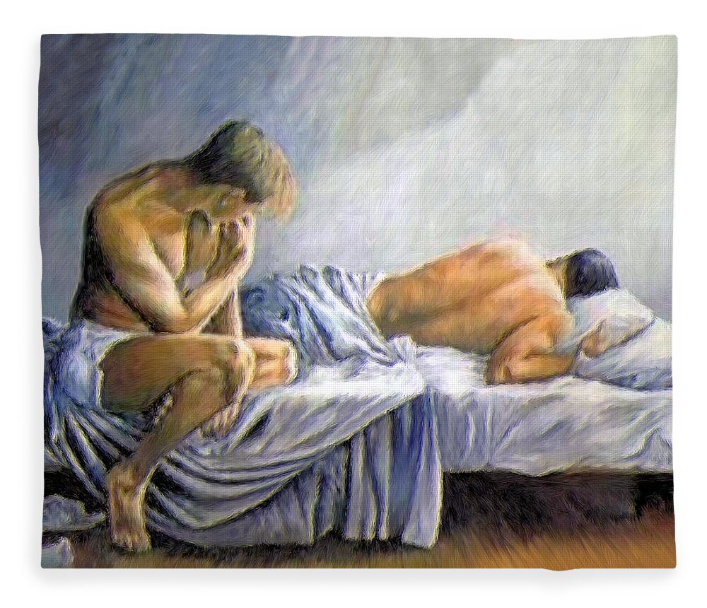 Dreaming Fleece Blanket featuring the painting What is He Dreaming by Troy Caperton