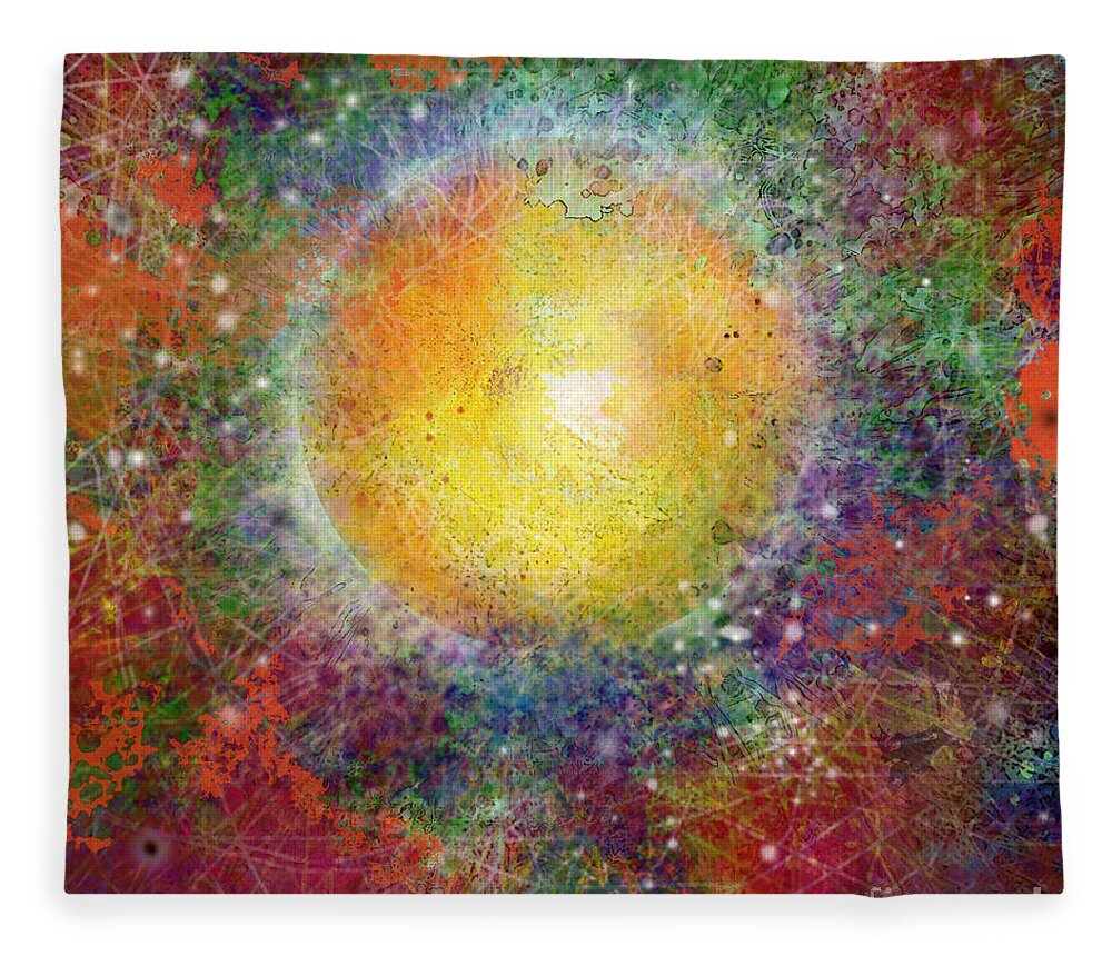 Sun Fleece Blanket featuring the digital art What Kind of Sun VIII by Carol Jacobs