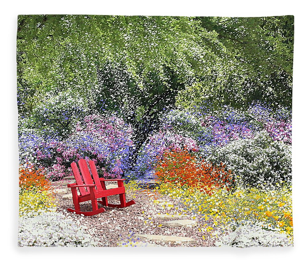 Garden Fleece Blanket featuring the mixed media When May Comes by Kume Bryant