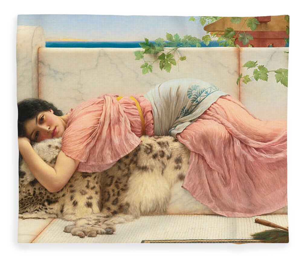 John William Godward Fleece Blanket featuring the painting When the Heart is Young by John William Godward