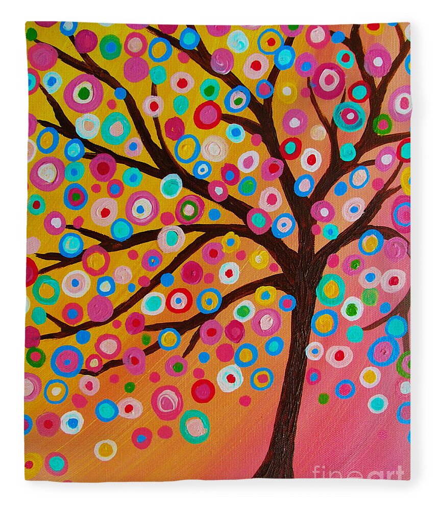Tree Fleece Blanket featuring the painting Whimsical Tree Of Life by Pristine Cartera Turkus