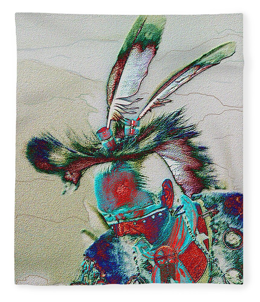 Powwow Dancer Fleece Blanket featuring the digital art Whistle Blower by Kae Cheatham