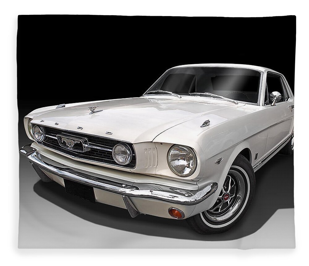 Ford Mustang Fleece Blanket featuring the photograph White 1966 Mustang by Gill Billington