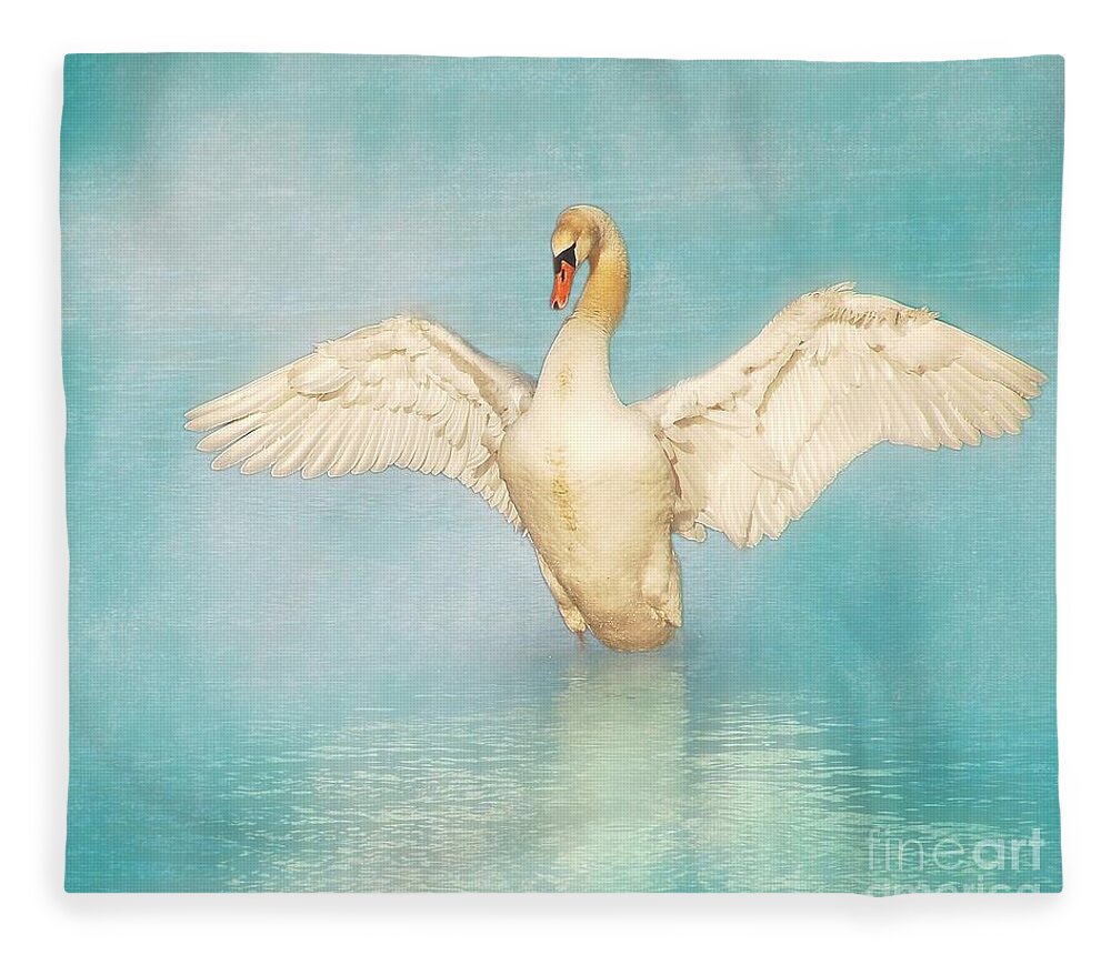 Swan Fleece Blanket featuring the photograph White Angel by Hannes Cmarits